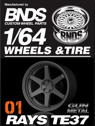 BNDS Rays TE37 1/64 Wheels and Tires 10mm