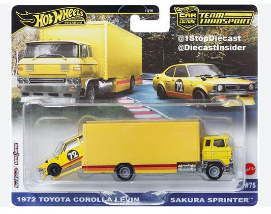 2025 Hot Wheels Team Transport #75 1972 Corolla Levin and Sakura Sprinter