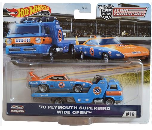 2020 Hot Wheels Team Transport 18 70 Plymouth Superbird and Wide Open